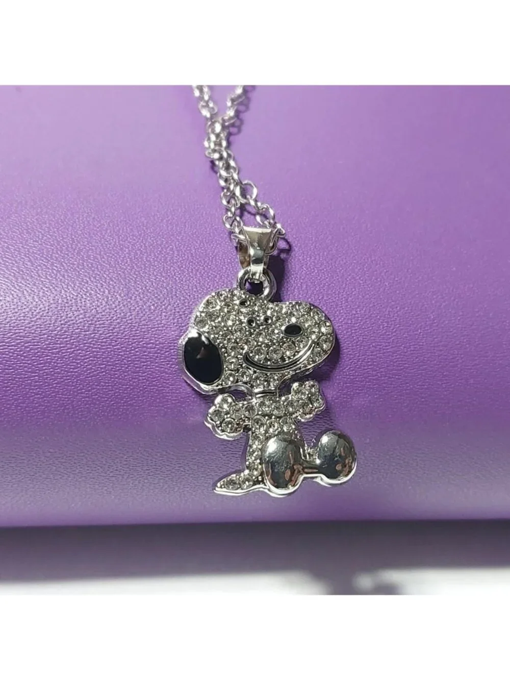 Snoopy Rhinestone Necklace 13 Inch